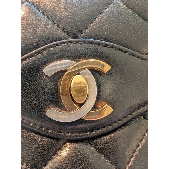 RARE Vintage Chanel Paris Limited 26cm Double Flap Two-Tone CC Black Lambskin - Picture 3 of 16